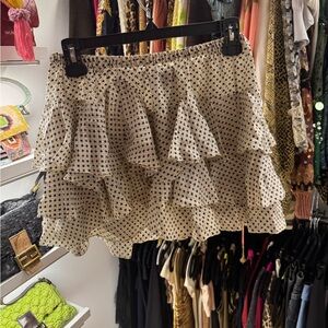 Isabel Marant Ruffle Mini Skirt in Cream with Navy Print